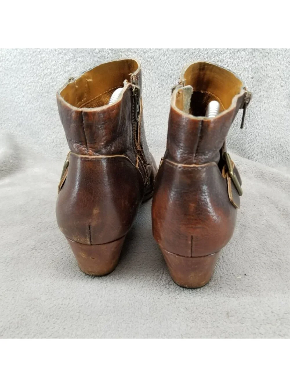 Kork-Ease Shoes Womens Size 8.5 Isa Brown Leather Side Zip Ankle Boots *Read*